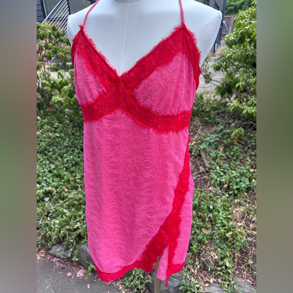 H:ours pink and red mini dress